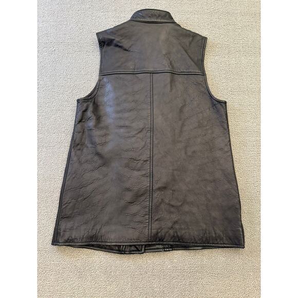 Club Monaco Women's XS Black 100% Lamb Leather Asymmetrical Zip Biker Vest - Picture 2 of 12